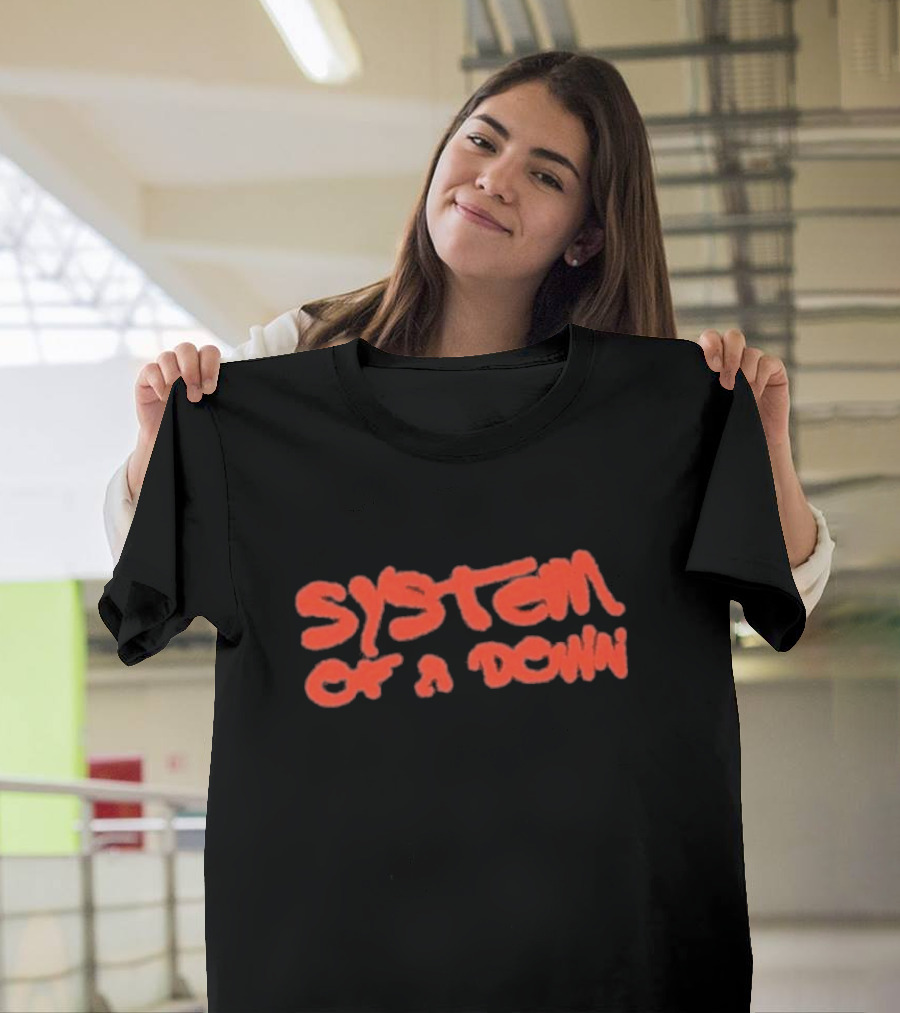 System Of A Down Puff Script Vintage Style Graphic T-Shirt