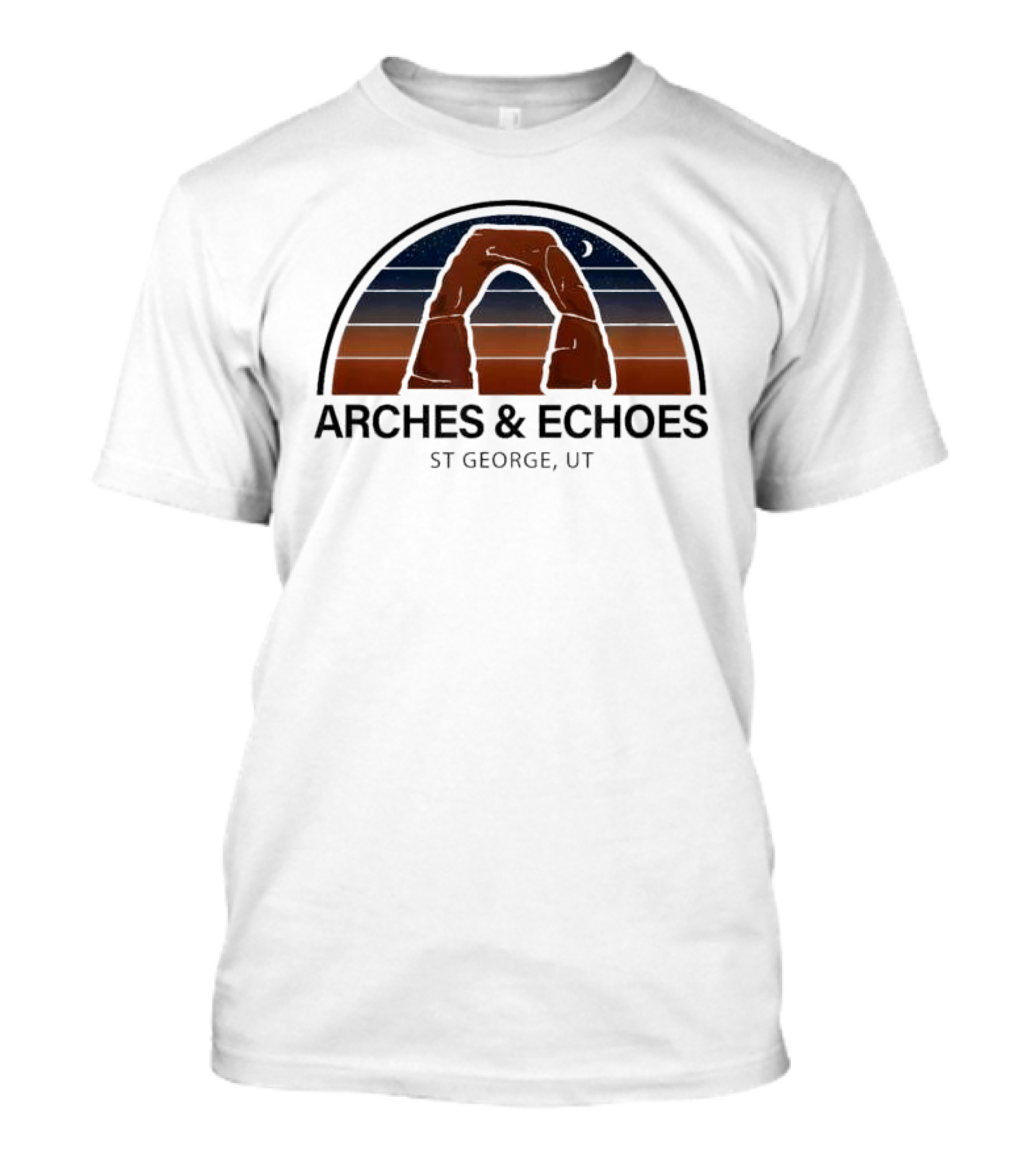 Arches Echoes St George Utah Red Rock Night Sky Moon T-Shirt