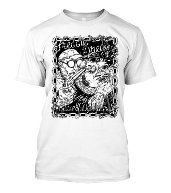 Freddie Dredd Cease And Disintegrate Chain Border Gun T-Shirt