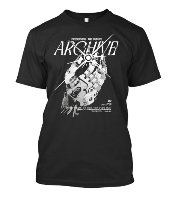 Preserving The Future Archive Mechanical Hand 07 Analog Memory Backup System T-Shirt