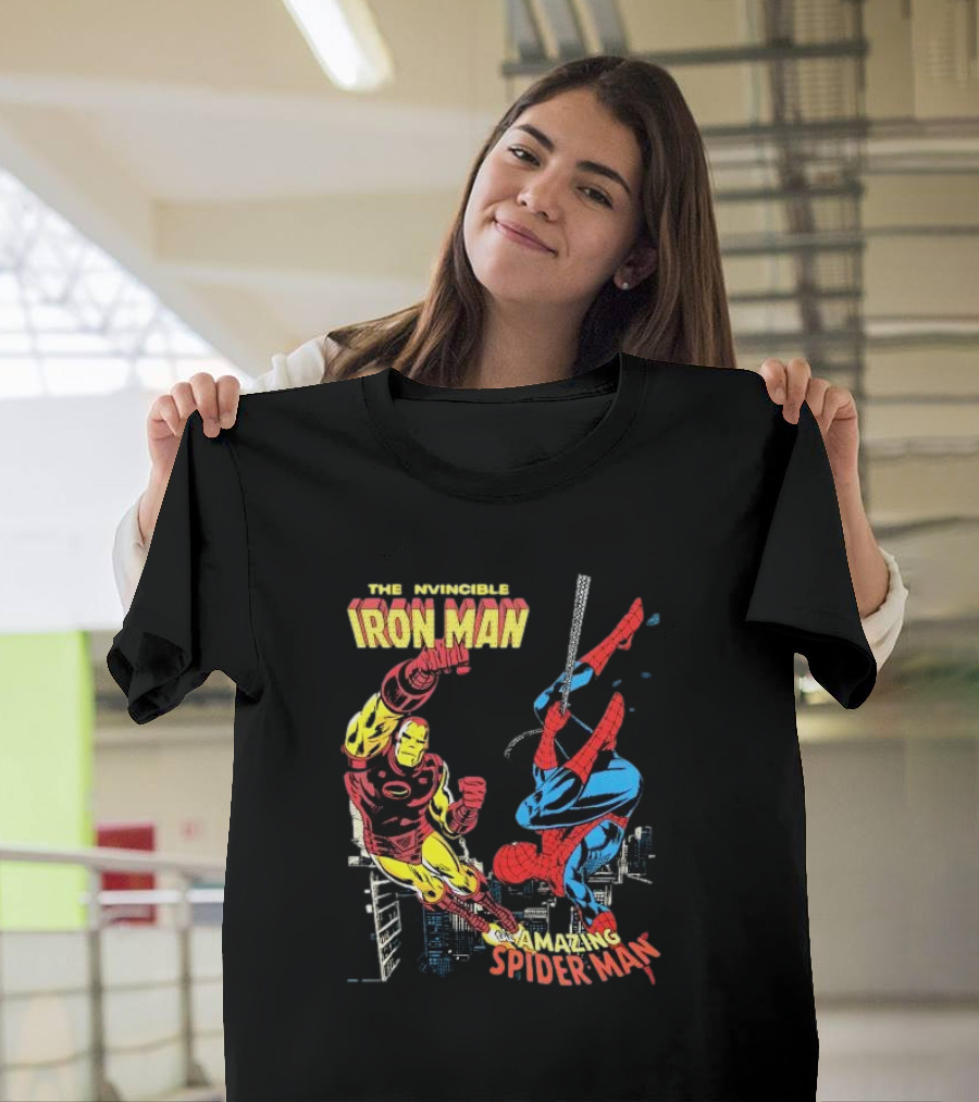 The Invincible Iron Man And The Amazing Spider-Man Showdown In The City T-Shirt