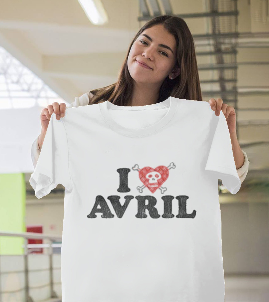 I Heart Avril Skull Red Checkered Punk T-Shirt