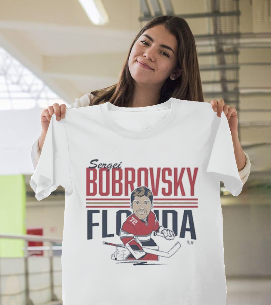 Sergei Bobrovsky Florida Caricature Hockey Player Number 72 T-Shirt