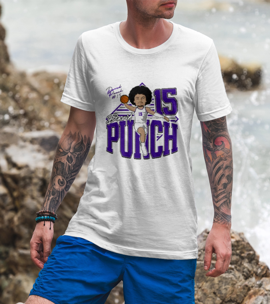 David Punch #15 TCU Basketball Player Caricature T-Shirt