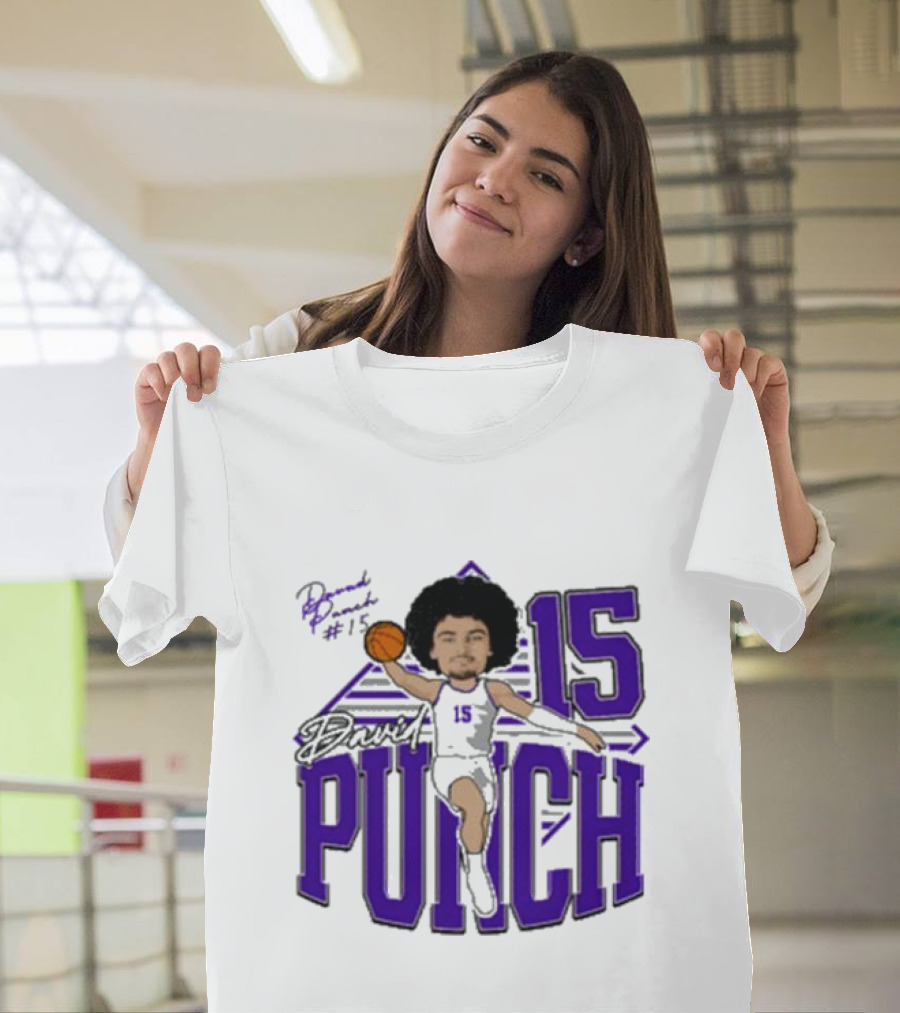 David Punch #15 TCU Basketball Player Caricature T-Shirt