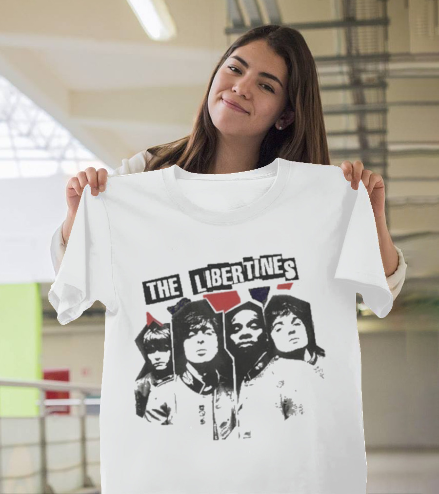 The Libertines Band Portrait RIP Flag Xerox T-Shirt