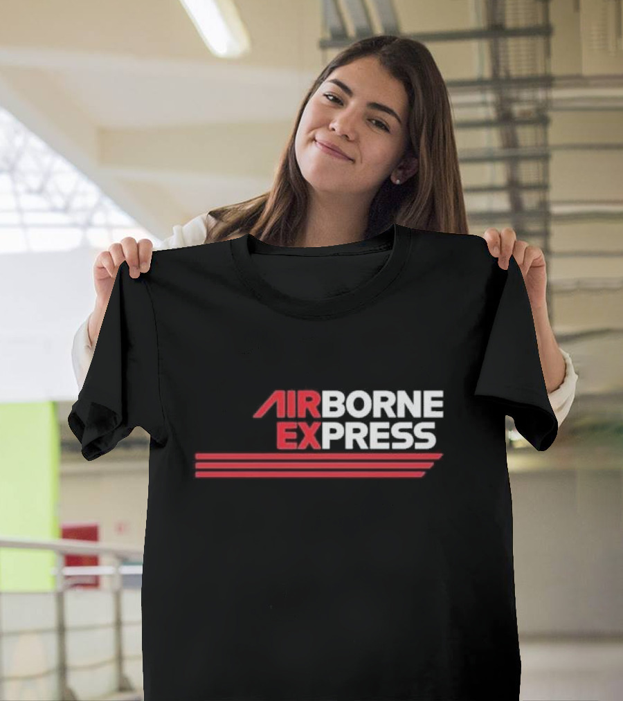 Airborne Express Airlines Retro Logo Red Stripes T-Shirt