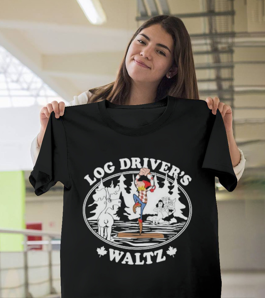 Log Driver's Waltz Canadian Lumberjack Moose Canoeing Scene T-Shirt