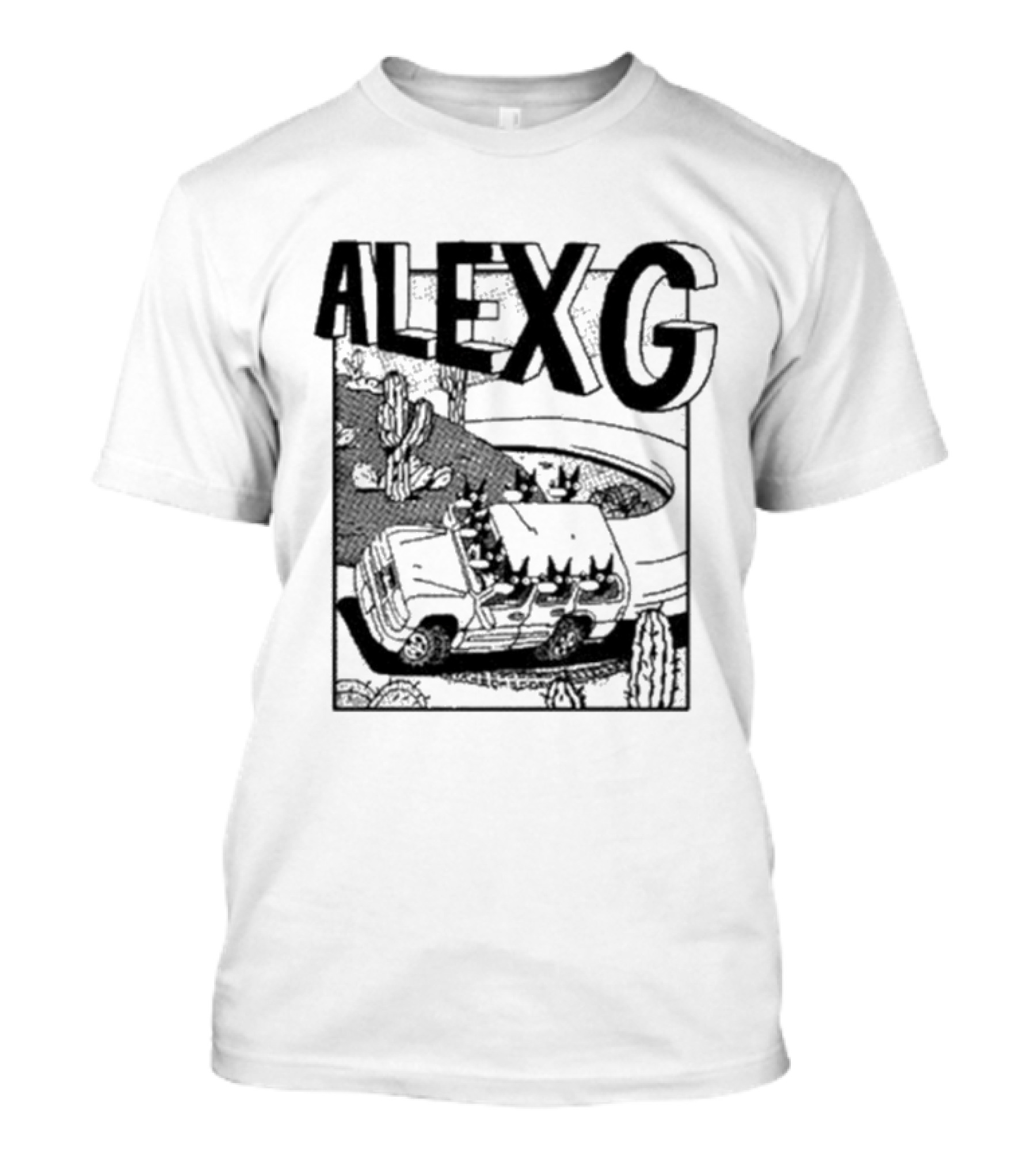 Alex G Car Road Adventure Cactus Desert Scene T-Shirt