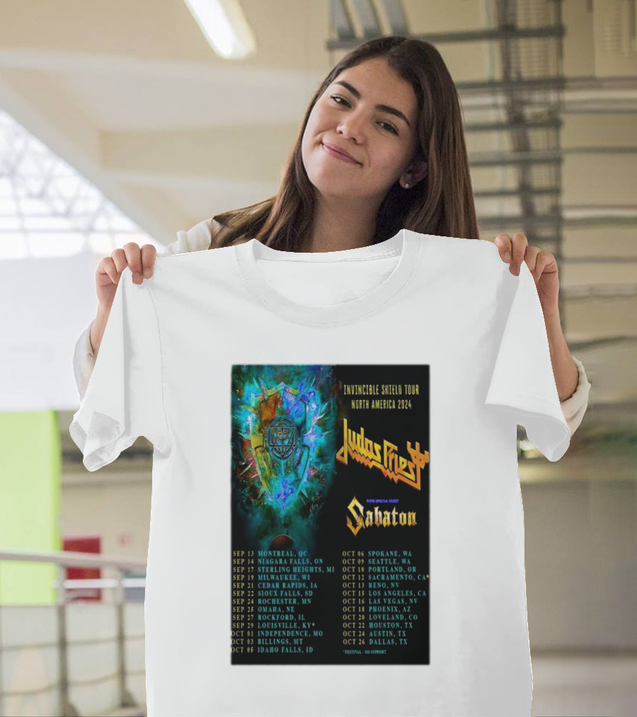 Judas Priest Invincible Shield Tour North America 2024 with Special Guest Sabaton T-Shirt