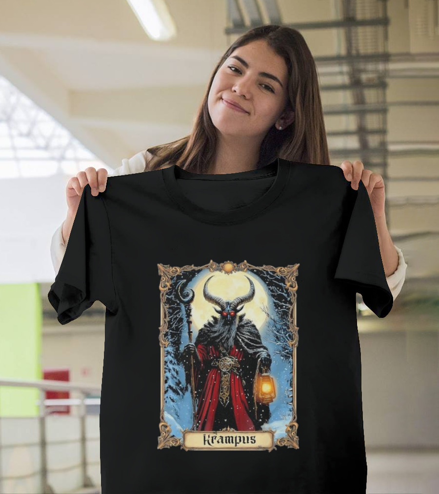 Merry Krampus Tarot Card Christmas Horror Ugly Sweater Xmas T-Shirt