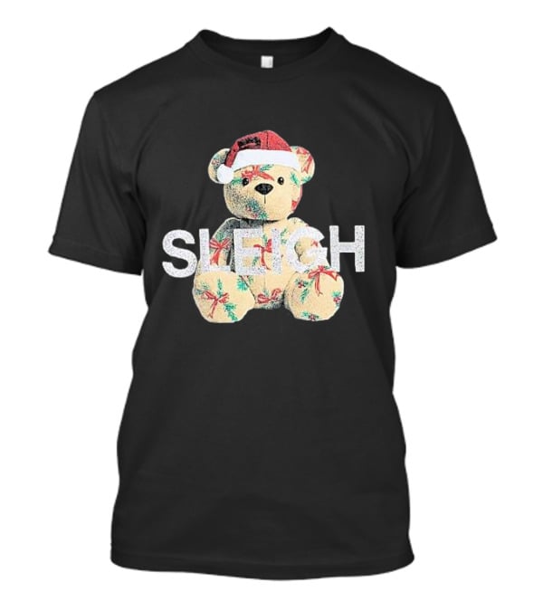Mini Girls Black Christmas Bear Sleigh T-Shirt