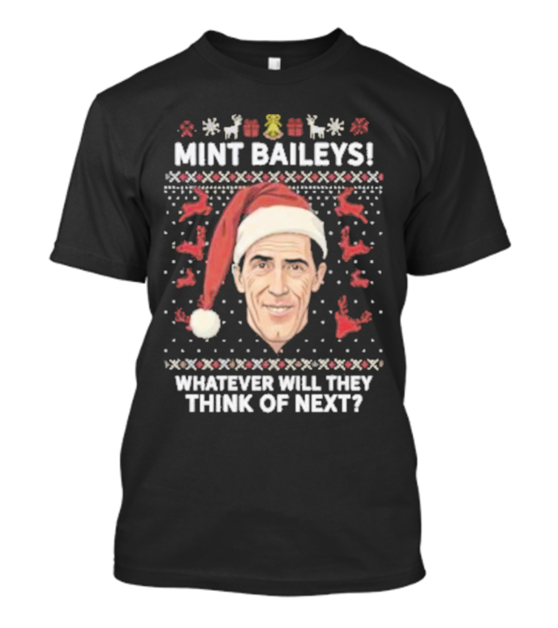 Mint Baileys Whatever Will They Think Of Next Santa Hat Ugly Christmas T-Shirt