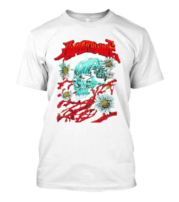 AuroraWave Skull Daisy Red Vines T-Shirt