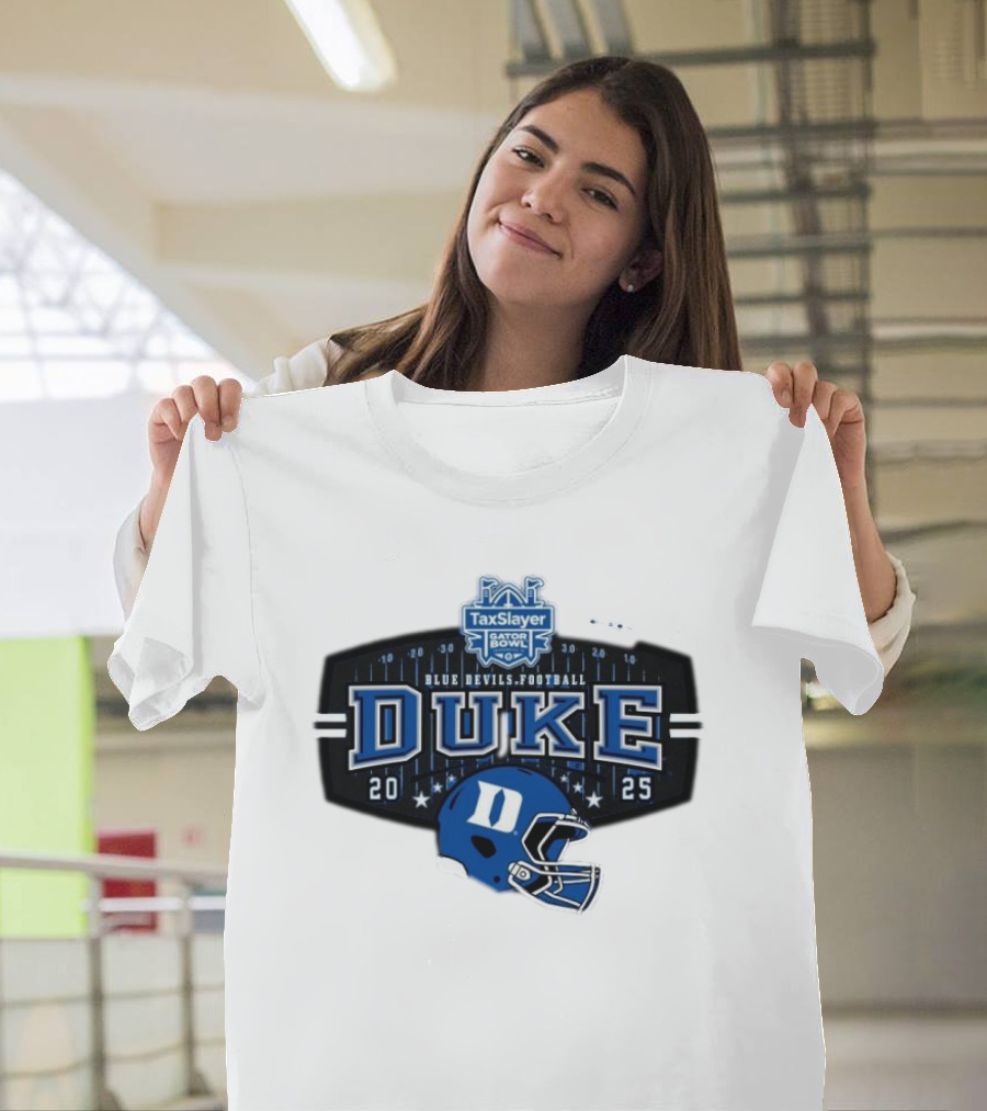 Duke Blue Devils Football TaxSlayer Gator Bowl 2025 Helmet Jacksonville FL T-Shirt