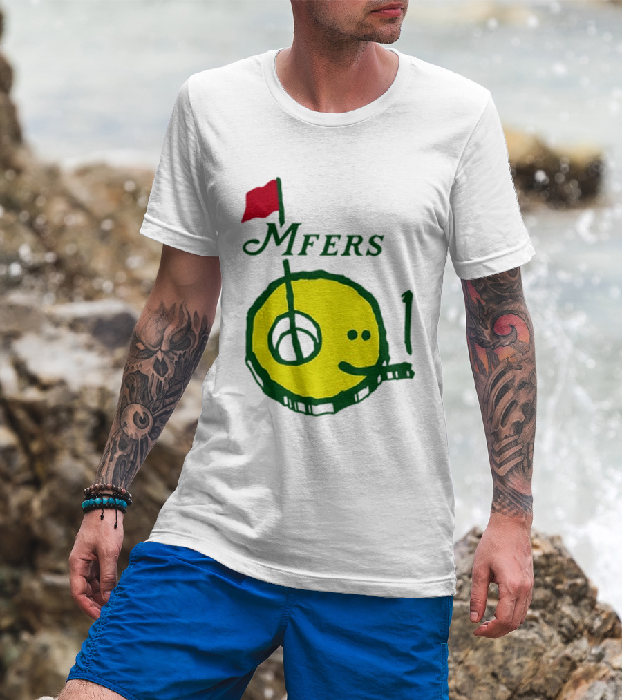 Mfers Sartosh Pitito Golf Flag Yellow Face T-Shirt