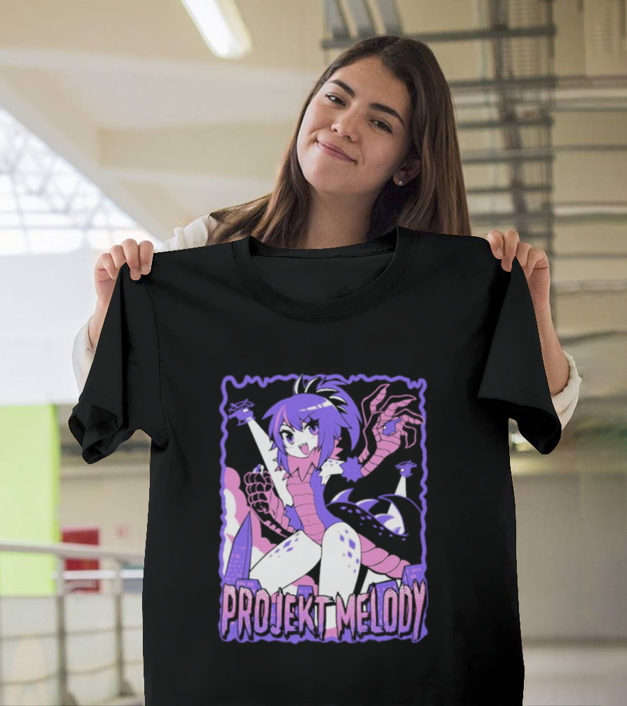 Projekt Melody Anime Character Monster City Scene T-Shirt