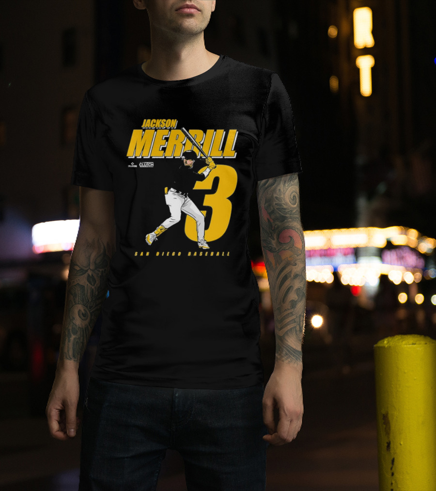 Jackson Merrill 3 San Diego Baseball Clutch Players T-Shirt