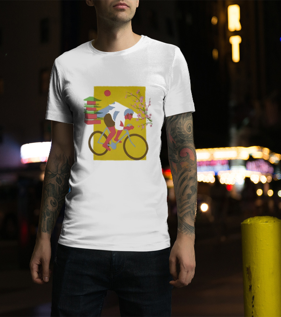 Cdawgva Cycling Pagoda Sakura Japan T-Shirt