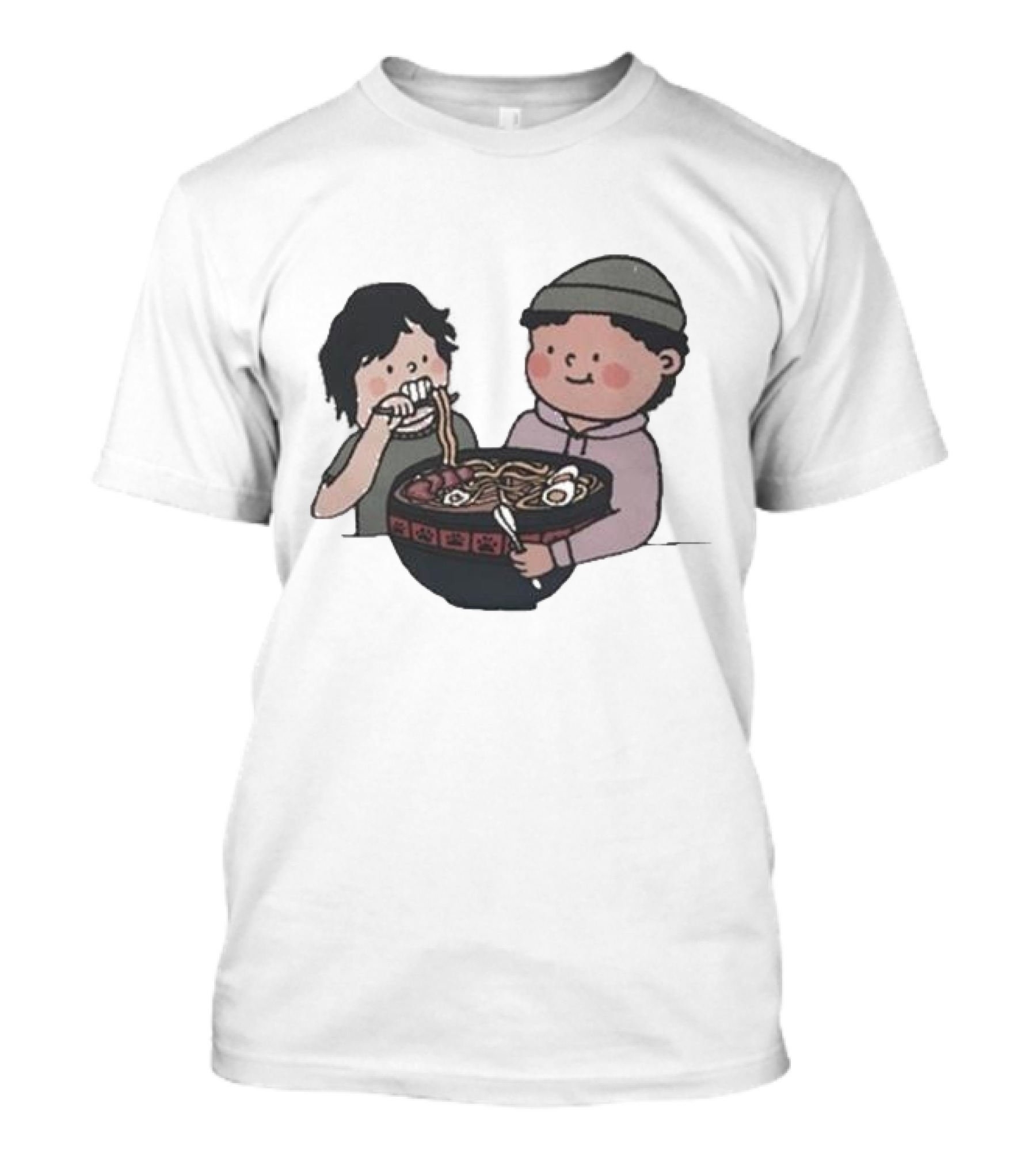 Slushy Noobz Noodles Fun Cartoon Characters Eating Ramen Bowl T-Shirt