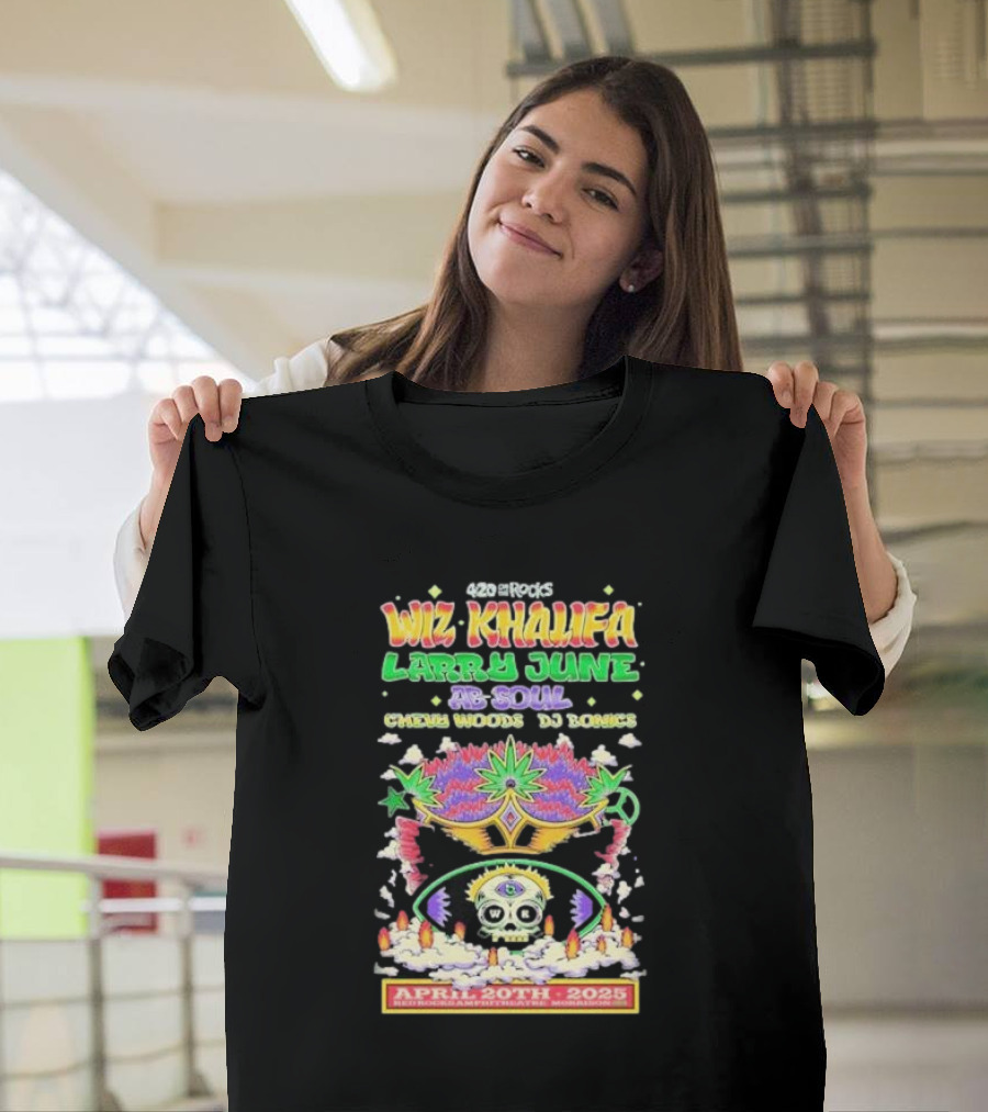 420 On The Rocks Wiz Khalifa Larry June Ab-Soul Chevy Woods DJ Bonics April 20, 2025 Red Rocks Morrison Co T-Shirt