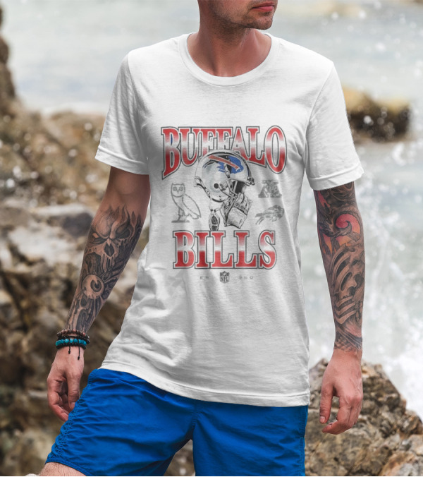 Buffalo Bills OVO Collaboration NFL Logo And Owl Icon With Helmet T-Shirt