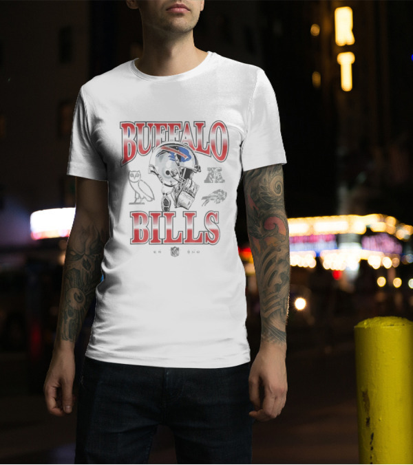 Buffalo Bills OVO Collaboration NFL Logo And Owl Icon With Helmet T-Shirt