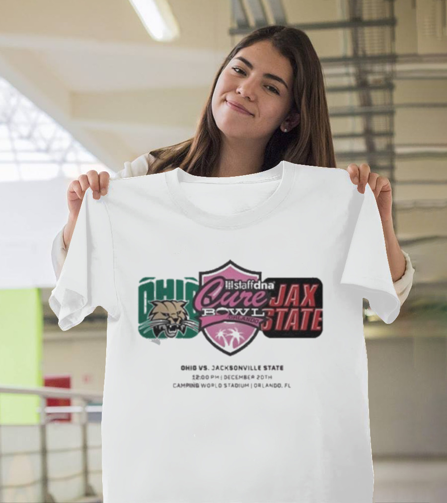 Cure Bowl Ohio Bobcats Vs Jacksonville State Gamecocks December 20th 2024 Camping World Stadium Orlando FL Staffdna NCAA Matchup T-Shirt