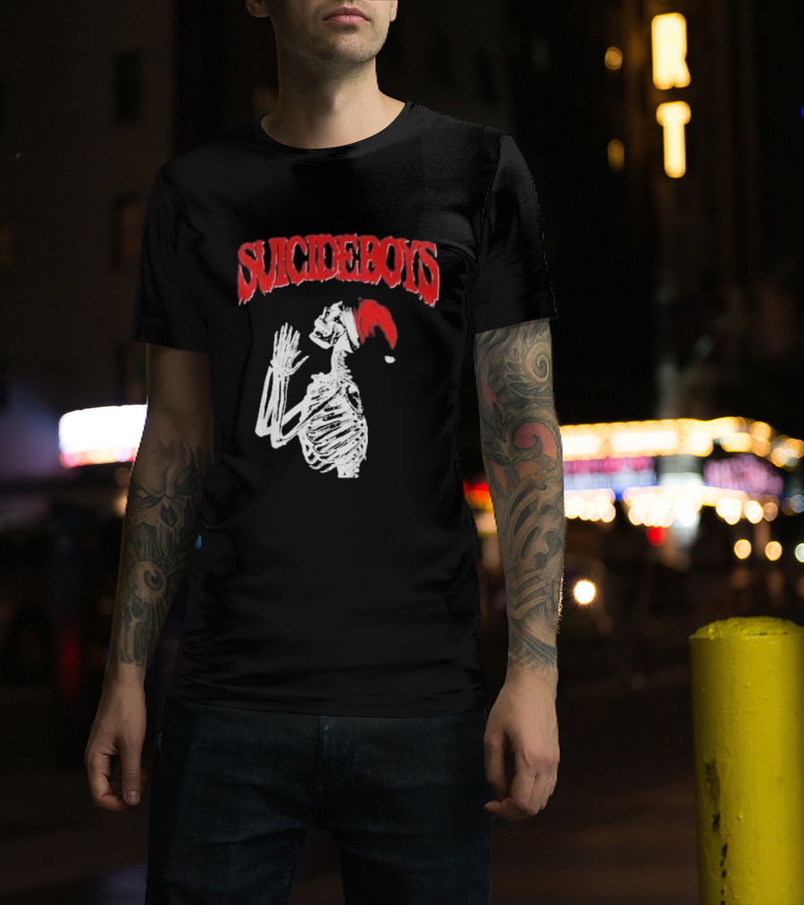SUICIDEBOYS Skeleton Santa Hat T-Shirt