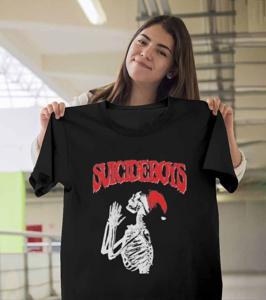 SUICIDEBOYS Skeleton Santa Hat T-Shirt