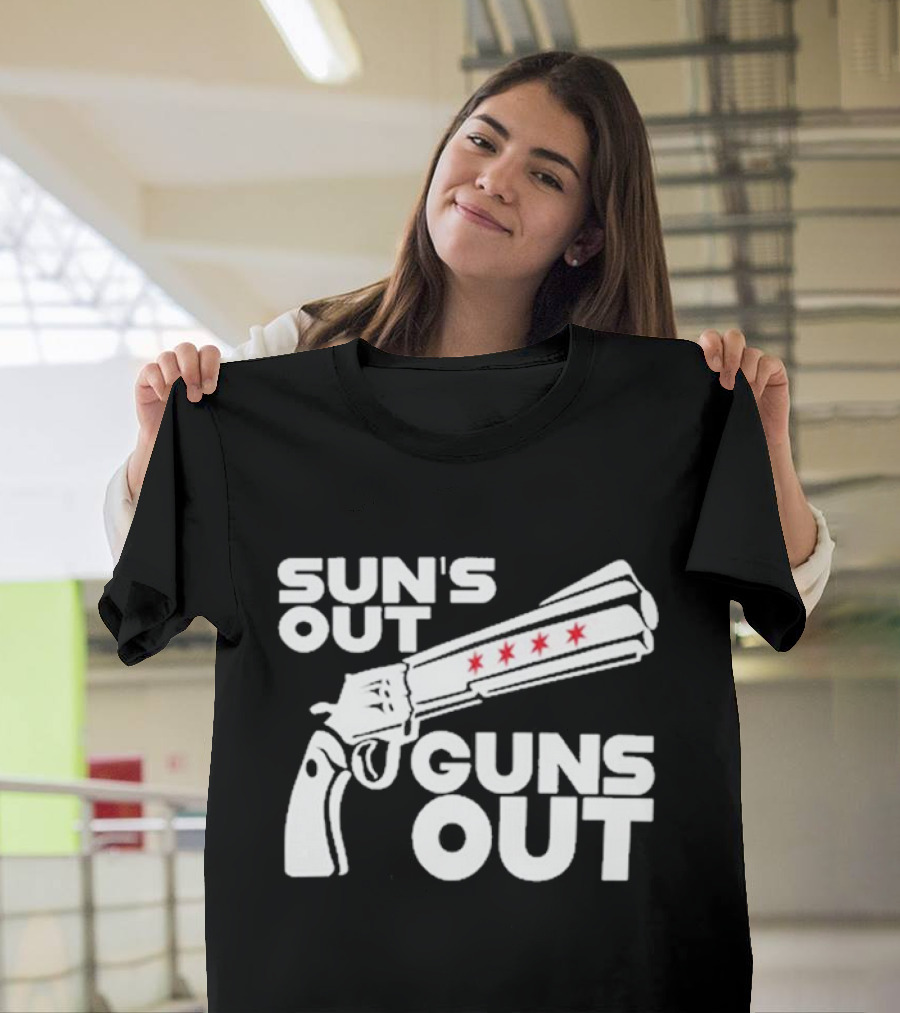 Sun’s Out Guns Out Gun With Stars On Barrel T-Shirt