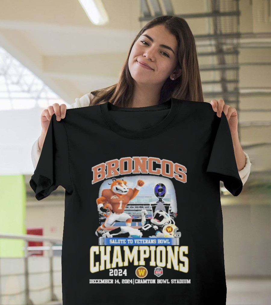 Western Michigan Broncos Salute to Veterans Bowl Champions December 14 2024 Cramton Bowl Stadium T-Shirt