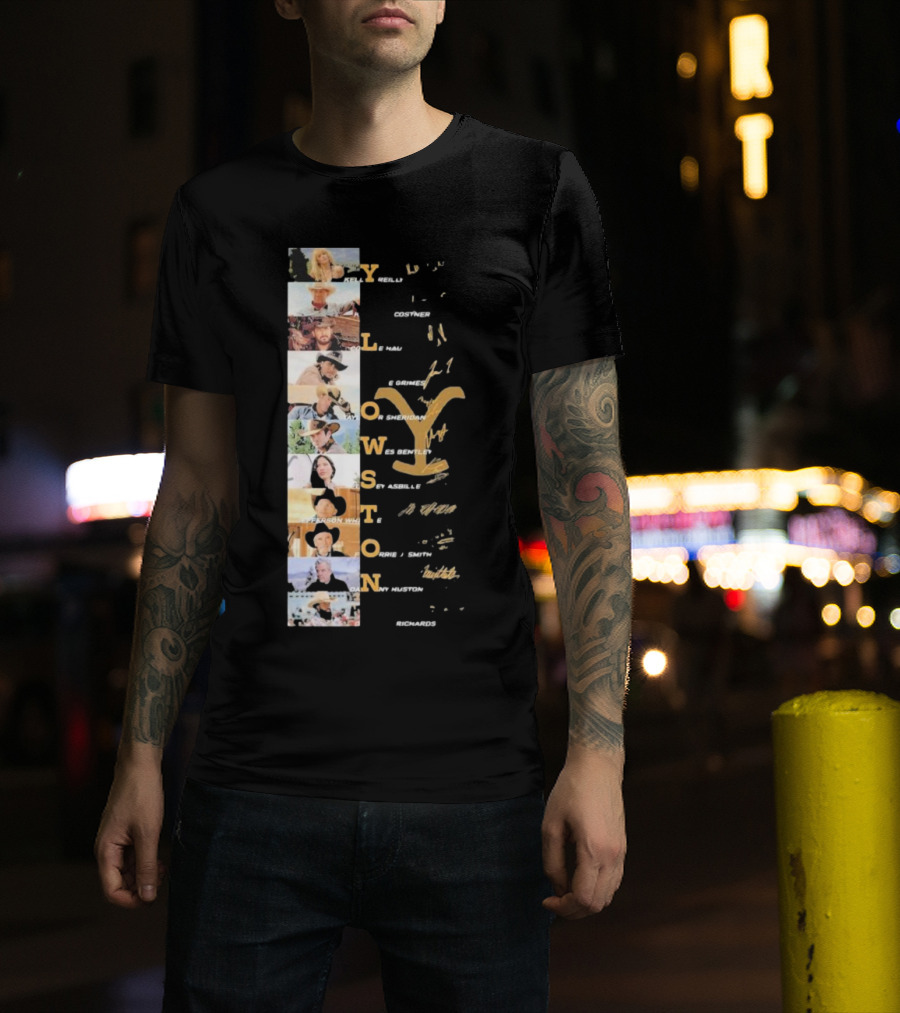 Yellowstone Cast Vertical Collage With Names And Signature Elements T-Shirt