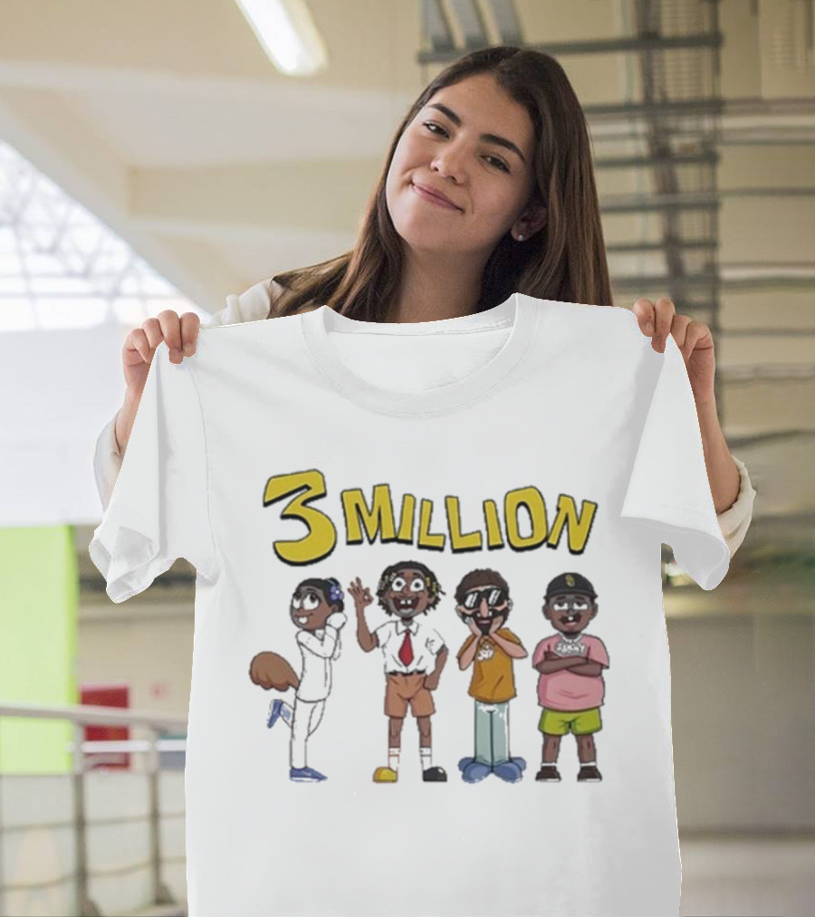 Daydrian Harding 3 Million Subscribers Celebration with Cartoon Characters T-Shirt