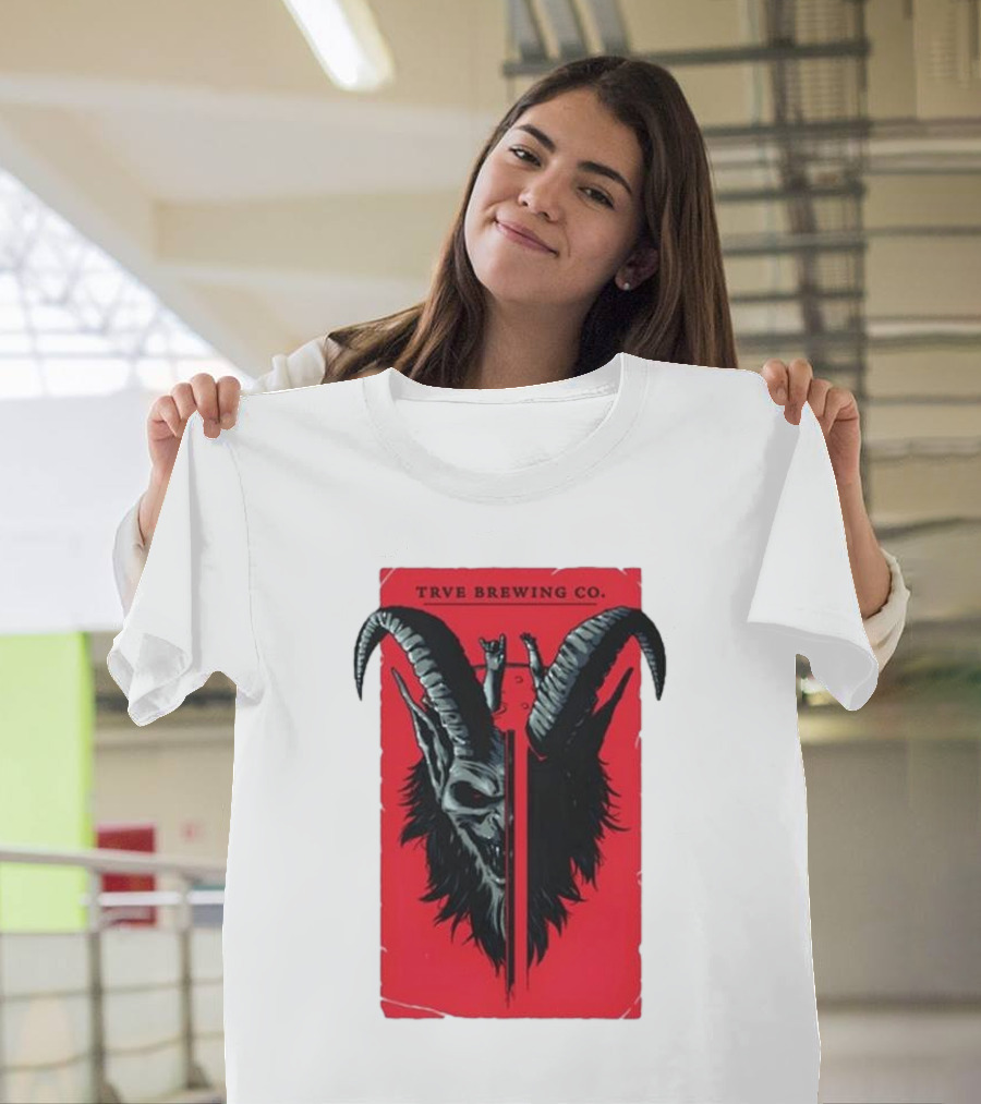 Trve Brewing Co. Krampus Red and Black Goat Skull T-Shirt