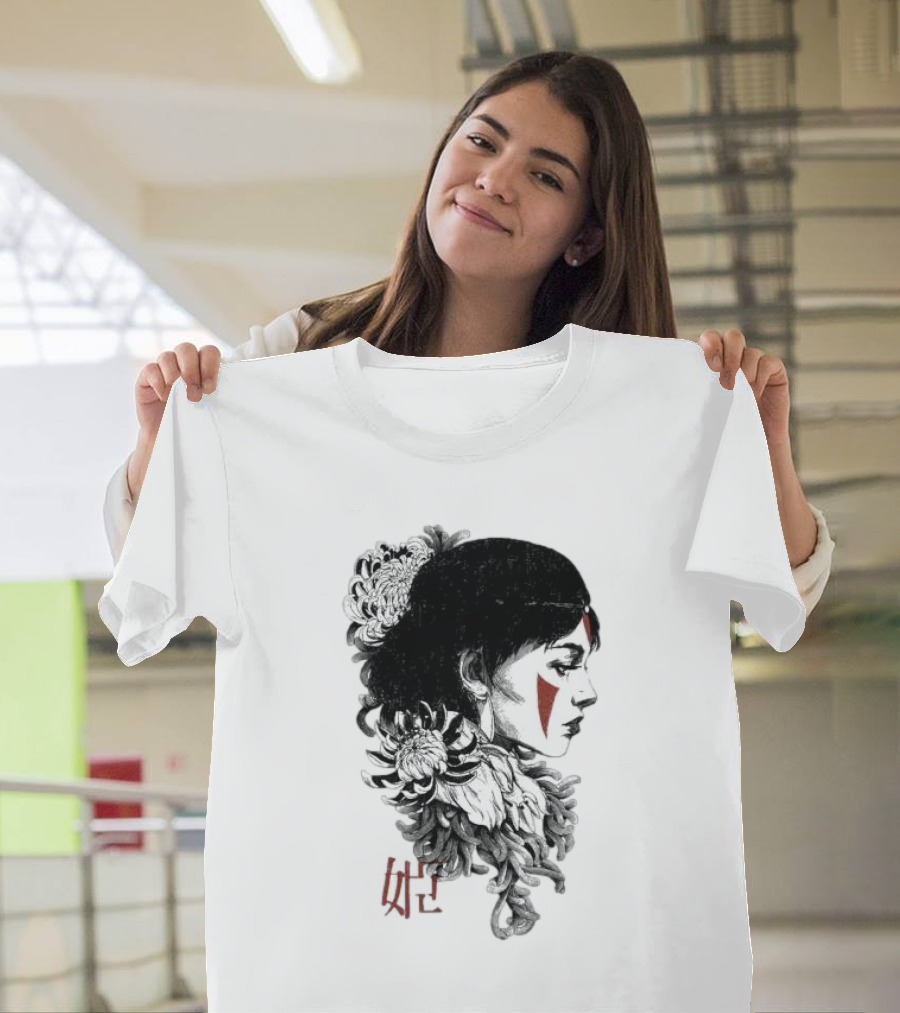 Wolf Girl Rafael Baptista Chrysanthemum Profile Asian Characters T-Shirt