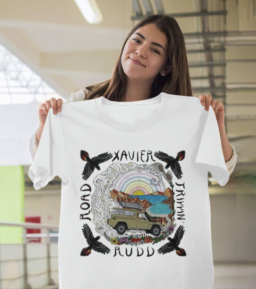 Xavier Rudd Road Trippin’ Sandstone Land Rover Beach Art with Birds T-Shirt