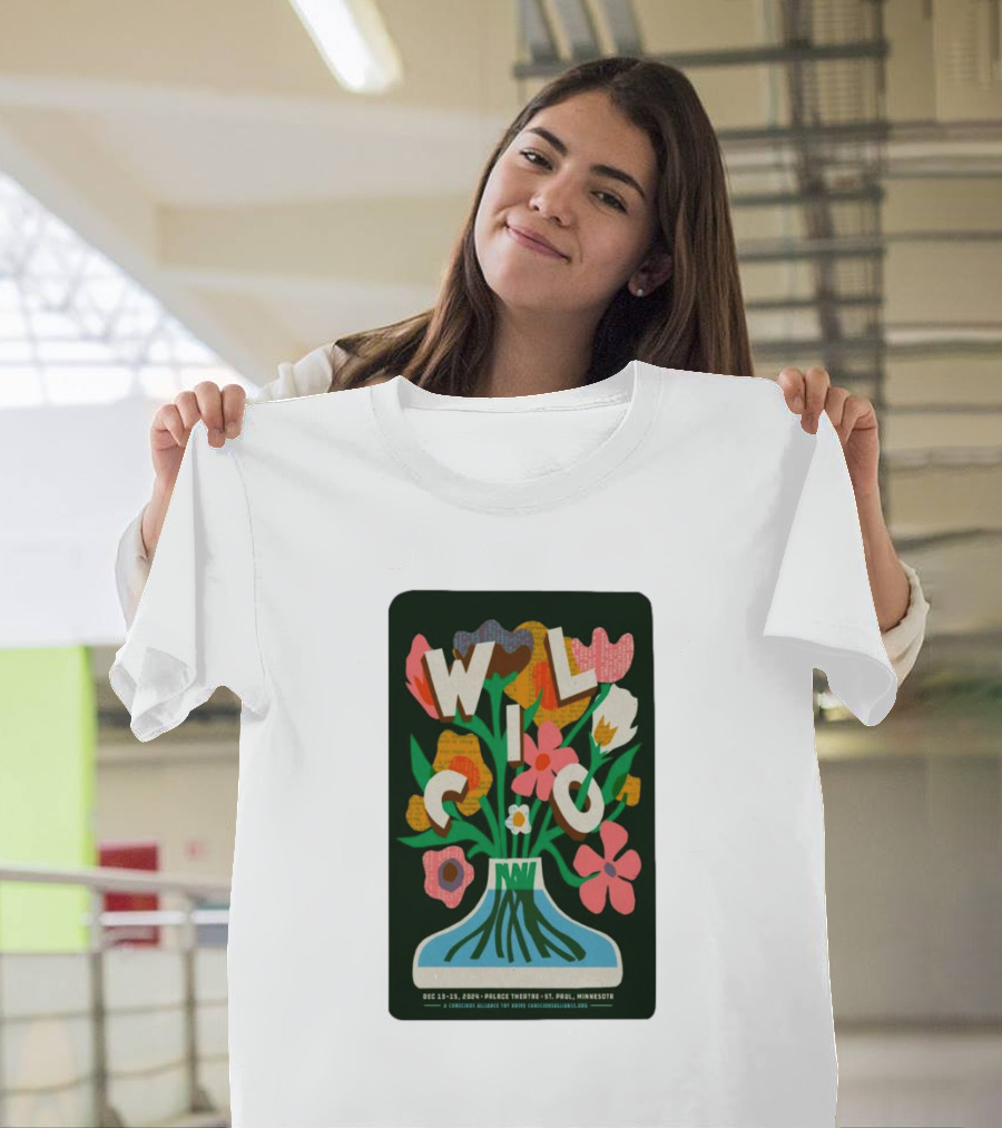Wilco Concert Poster St. Paul Mn December 13-15 2024 Palace Theatre Flowers T-Shirt
