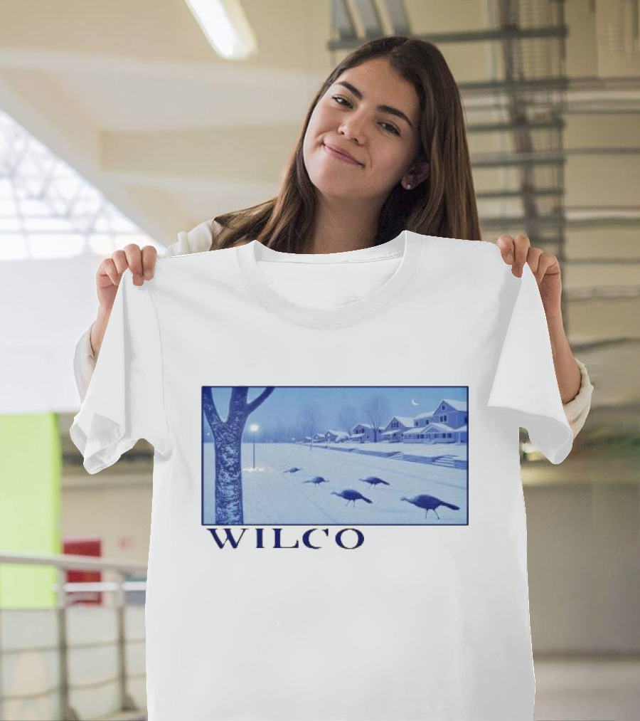 Wilco December 15 2024 Saint Paul MN Snowy Neighborhood Scene with Turkeys T-Shirt