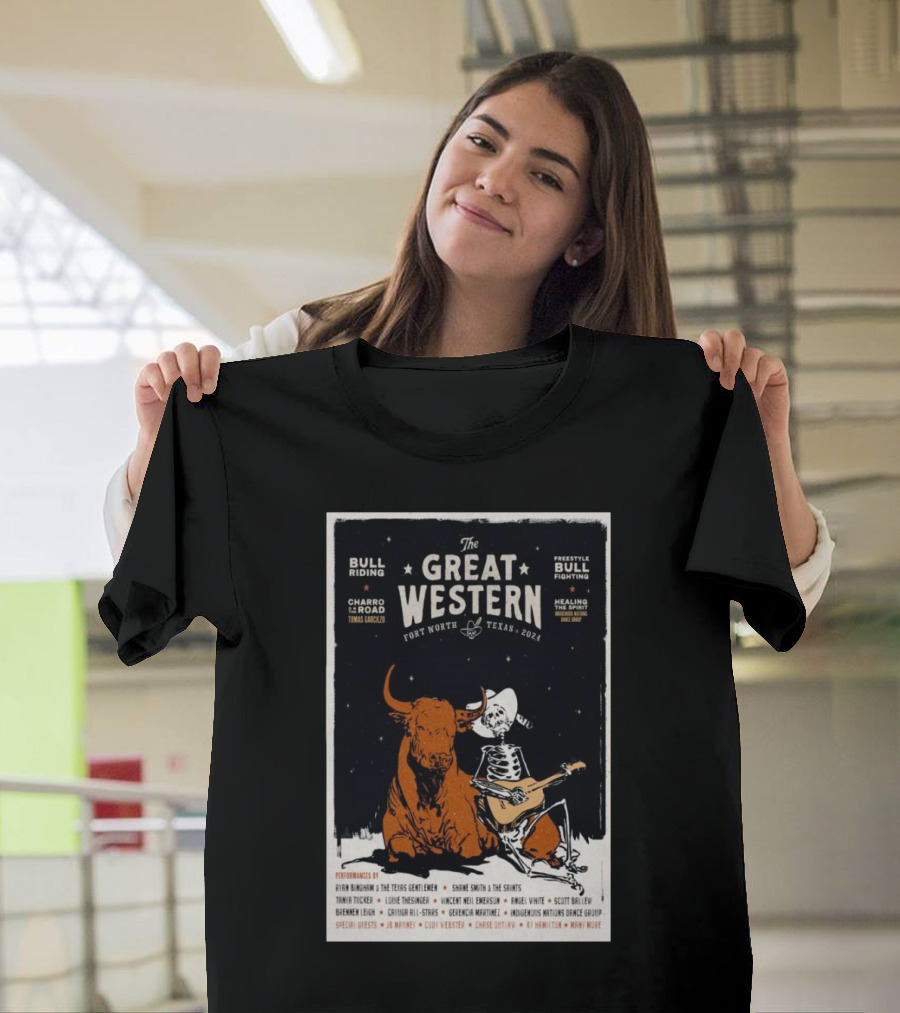 Ryan Bingham The Great Western Festival Bull Riding Freestyle Bullfighting Fort Worth Texas T-Shirt