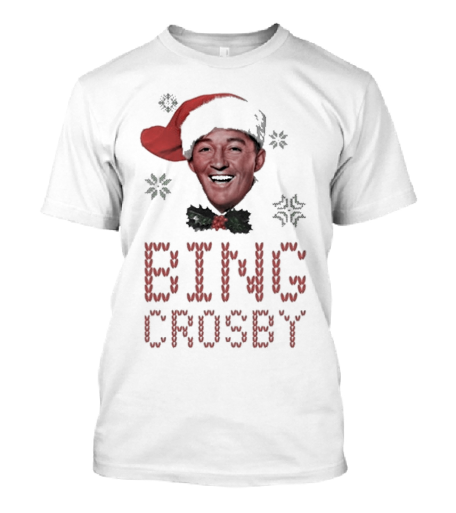 Bing Crosby Jolly Christmas Santa Hat Smiling Face T-Shirt