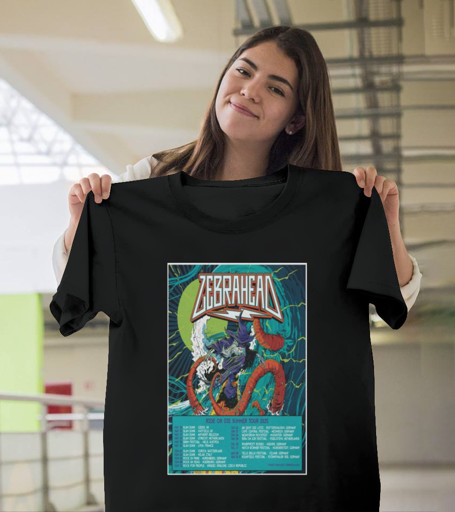 Zebrahead Ride Or Die Europe Concert Dates 2025 Summer Tour T-Shirt
