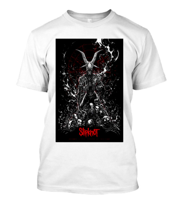 Slipknot Concert 2024 Glasgow UK - Demonic Imagery And Band Masks T-Shirt