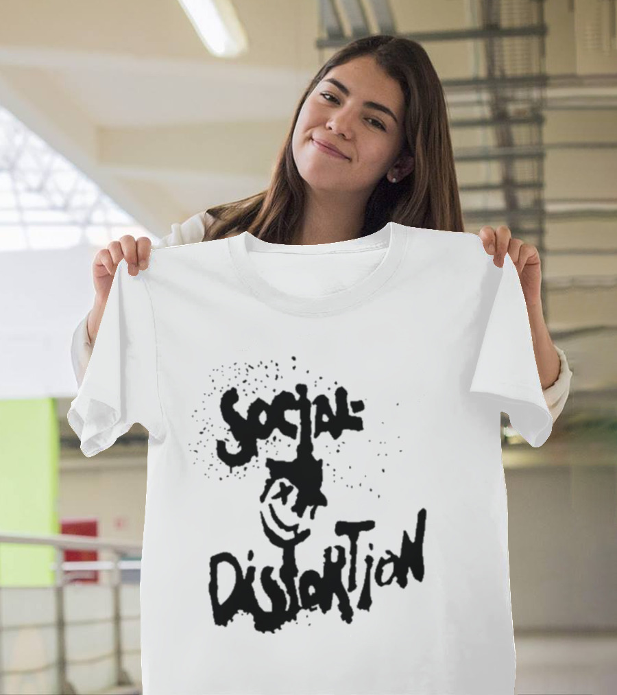 Social Distortion Smiley Logo Black Splatter T-Shirt