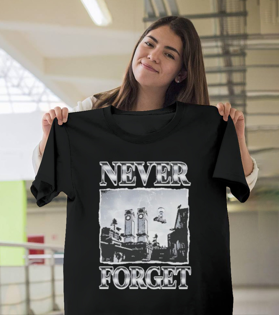 Never Forget Notsafeforwear Clock Tower Scene T-Shirt