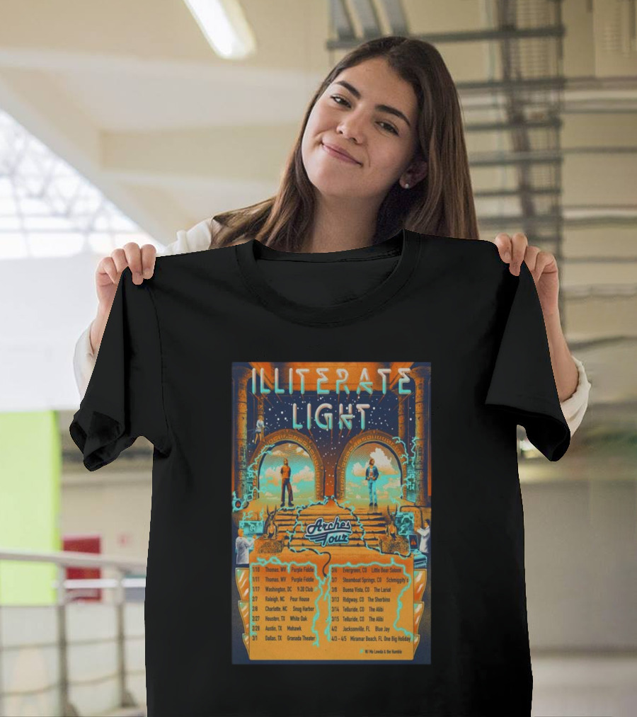 Illiterate Light Arches Tour 2025 Concert Dates and Locations T-Shirt