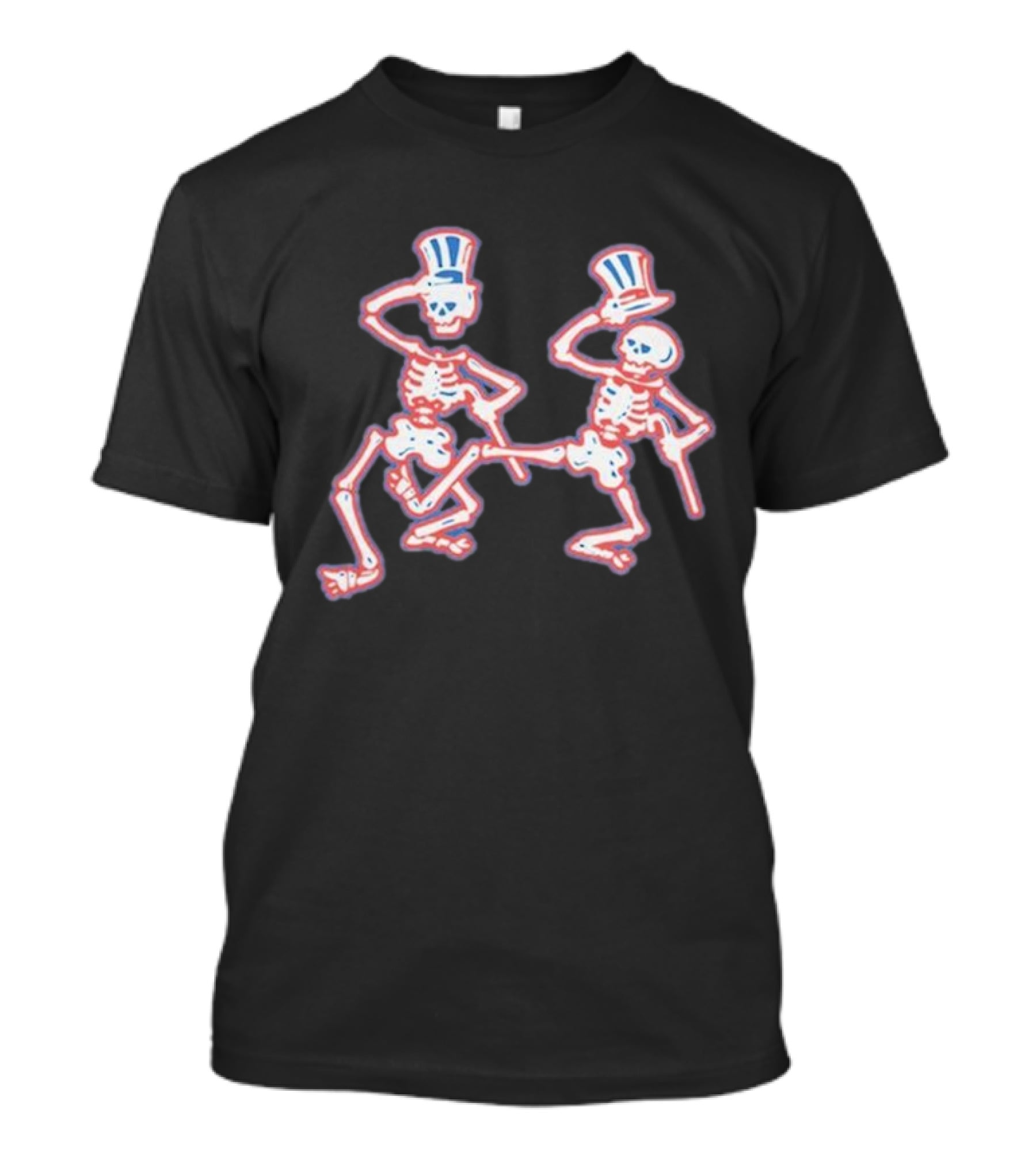 Grateful Dead Dancing Skeletons Patriotic Top Hat Skelly Duo T-Shirt
