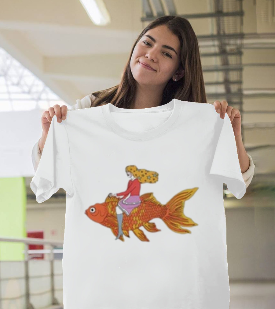 Kate Bollinger Riding Goldfish Retro Style Motif T-Shirt