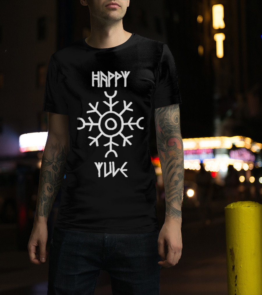 Happy Yule Matt Skiba Holiday Nordic Symbol Snowflake T-Shirt