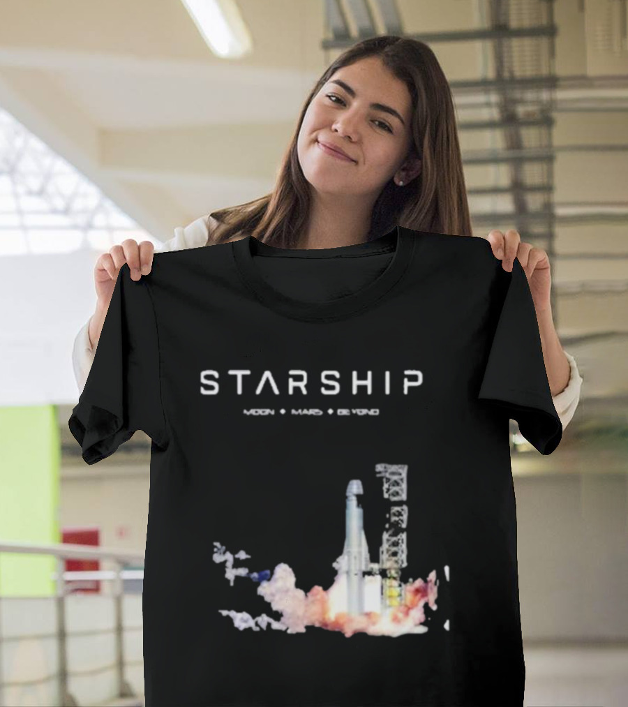 Starship Moon Mars Beyond 2025 Launch Rocket Vision T-Shirt